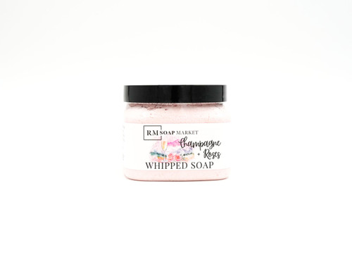 champagne and roses whipped soap side view