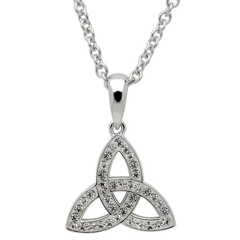 Celtic Trinity Knot Necklace Adorned with Swarovski Crystals