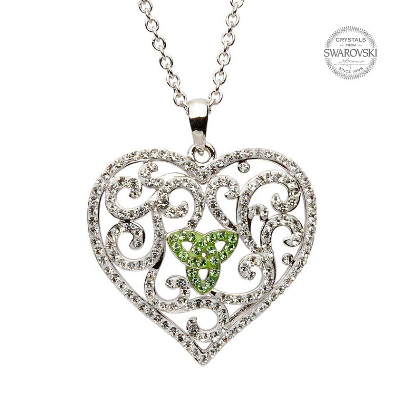 Trinity Knot Heart Necklace Encrusted 