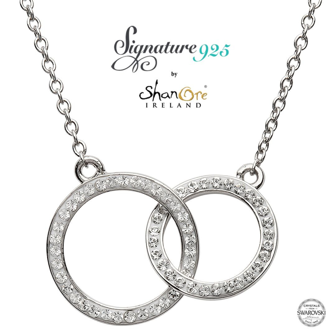 Double Circle Silver Pendant Encrusted 