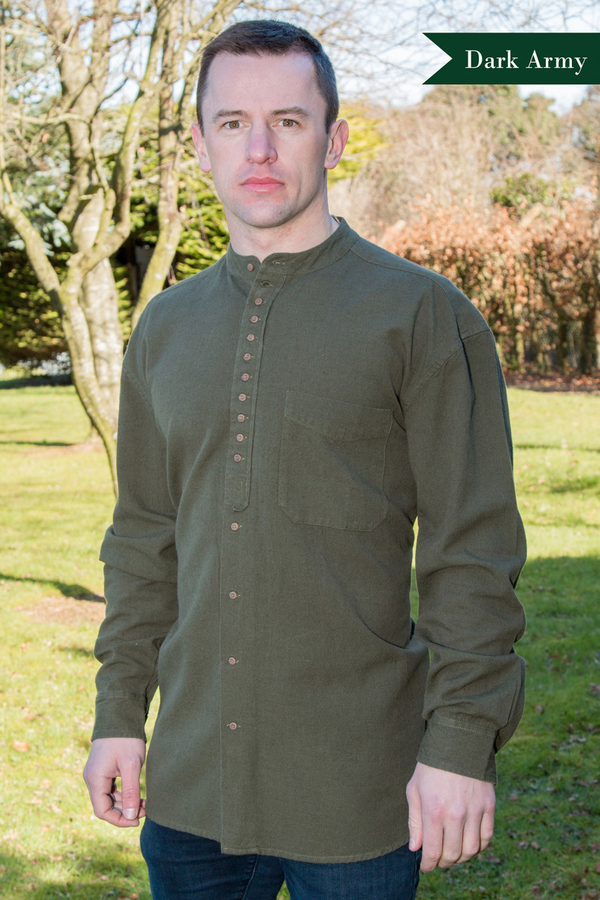 Gaelsong Irish Grandfather Shirt For Mens Vintage Cotton And Linen Long-sleeve Ireland...