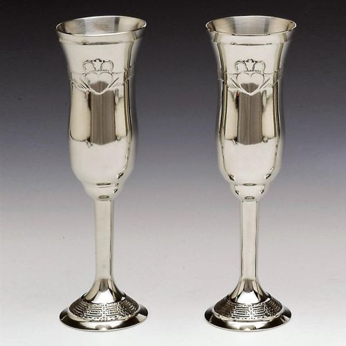 Pewter Champagne Claddagh Toasting Flute Set Celtic Champagne Wedding