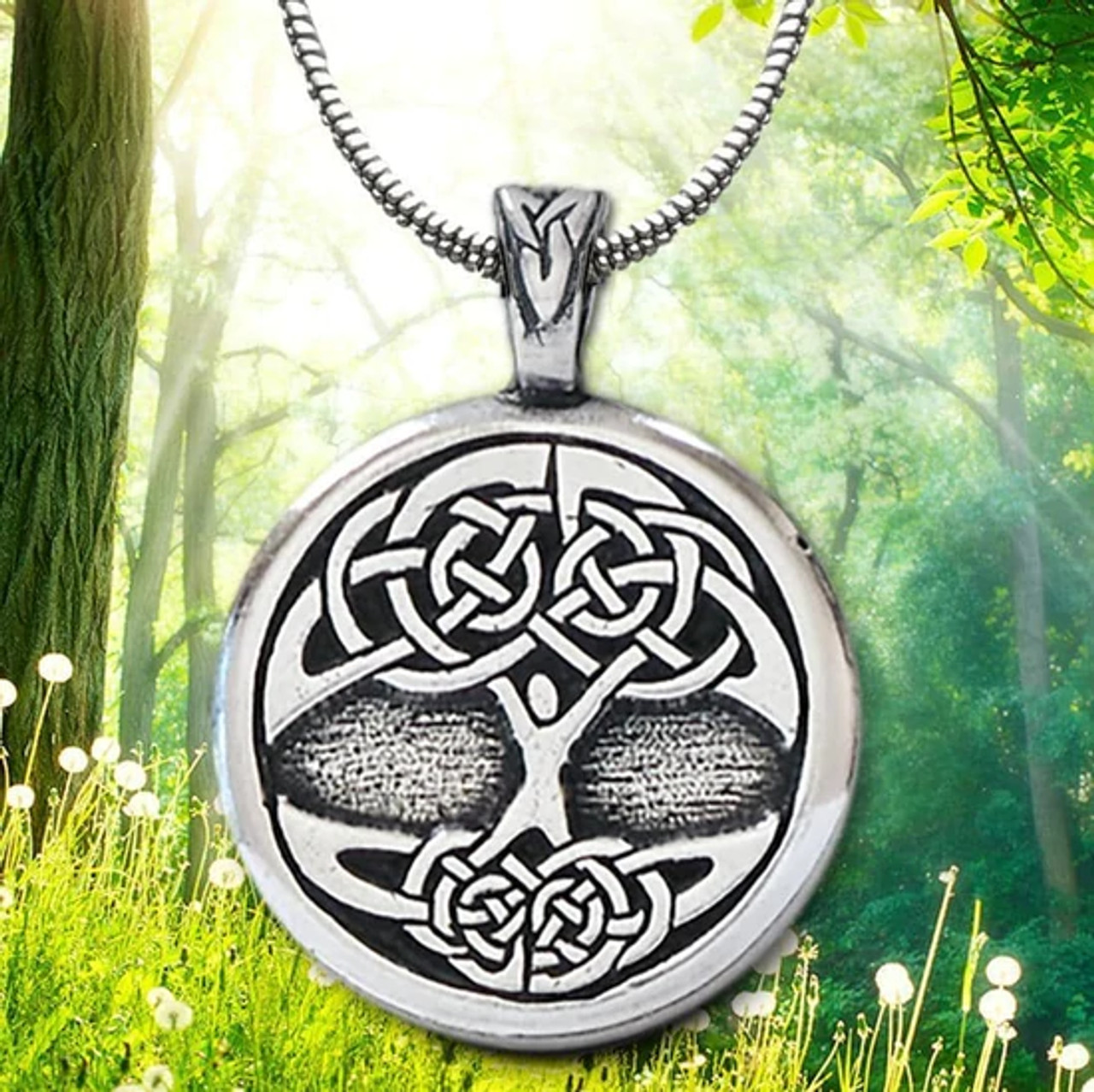 Yggdrasil / Tree of Life Round Necklace on Semi-Precious - Norse Spirit