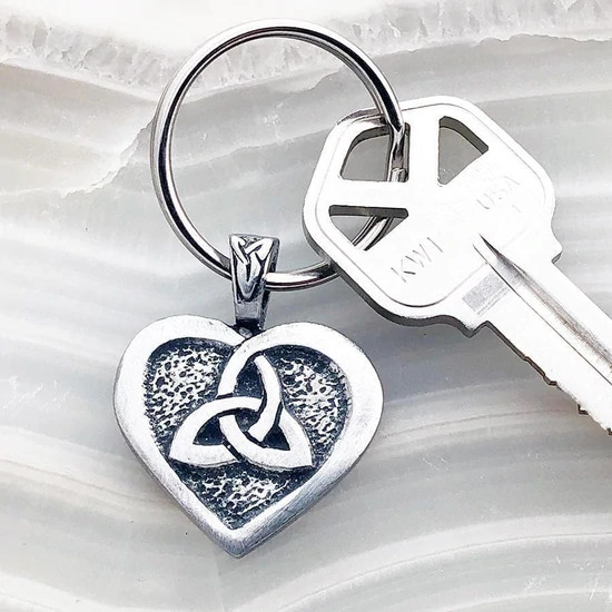 Celtic Heart and Triquetra Keychain | Celtic Keyring | Irish Keyring