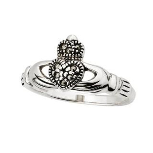 Sterling Silver Ladies' Marcasite Claddagh Ring Sterling Silver Ladies' Marcasite Claddagh Ring