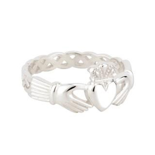  Sterling Silver Ladies' Weave Claddagh Ring