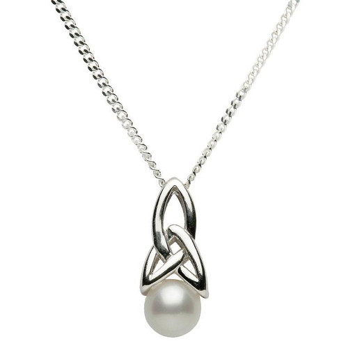 Sterling Silver Trinity Knot w/Pearl Necklace