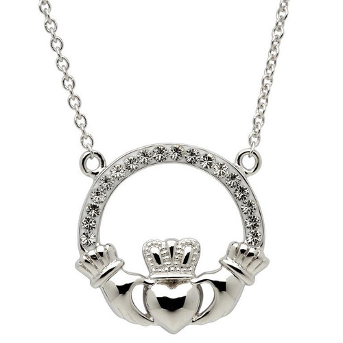 Claddagh Necklace Encrusted With Swarovski Crystals Claddagh Necklace Encrusted With Swarovski Crystals