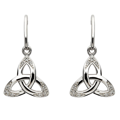 Sterling Silver CZ Trinity Earrings