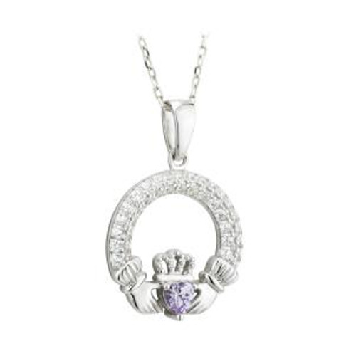 Sterling Silver June Birthstone Claddagh Necklace Sterling Silver June Birthstone Claddagh Necklace