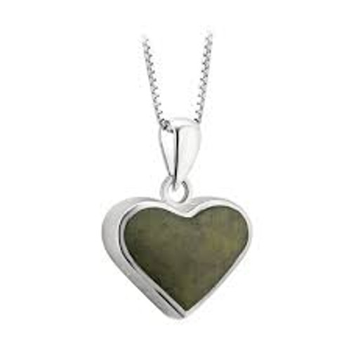Sterling Silver w/Connemara Marble Heart Necklace