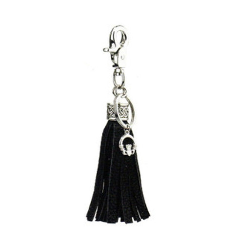 Black Leather Tassel Irish Symbol Key Ring/Bag Charm