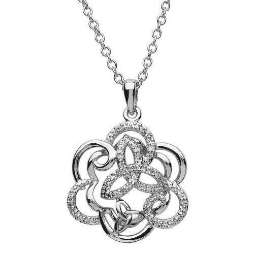 Sterling Silver Crystal Trinity Knot Necklace