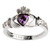 Sterling Silver Birthstone Claddagh Ring- February