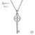 Silver Key Pendant Adorned With White Swarovski Crystals