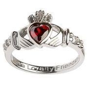 Sterling Silver Birthstone Claddagh Ring- January