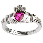 Sterling Silver Birthstone Claddagh Ring-July