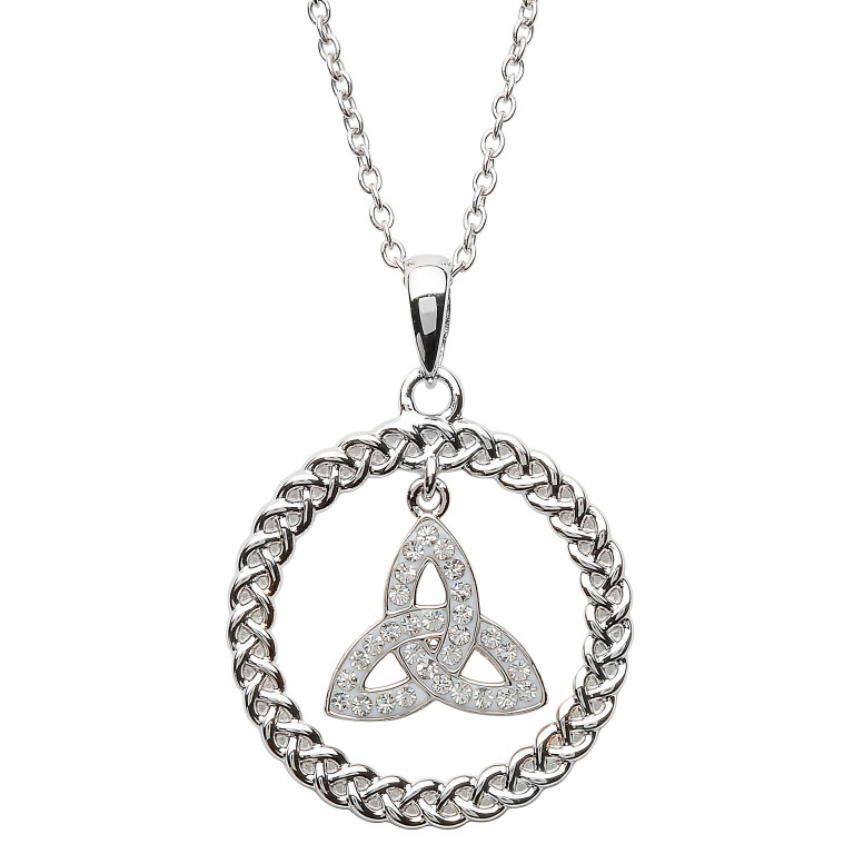Celtic Trinity Knot Necklace Encrusted With Swarovski Crystal