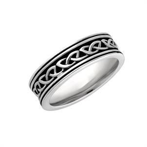 SILVER LADIES OXIDISED CELTIC KNOT BAND