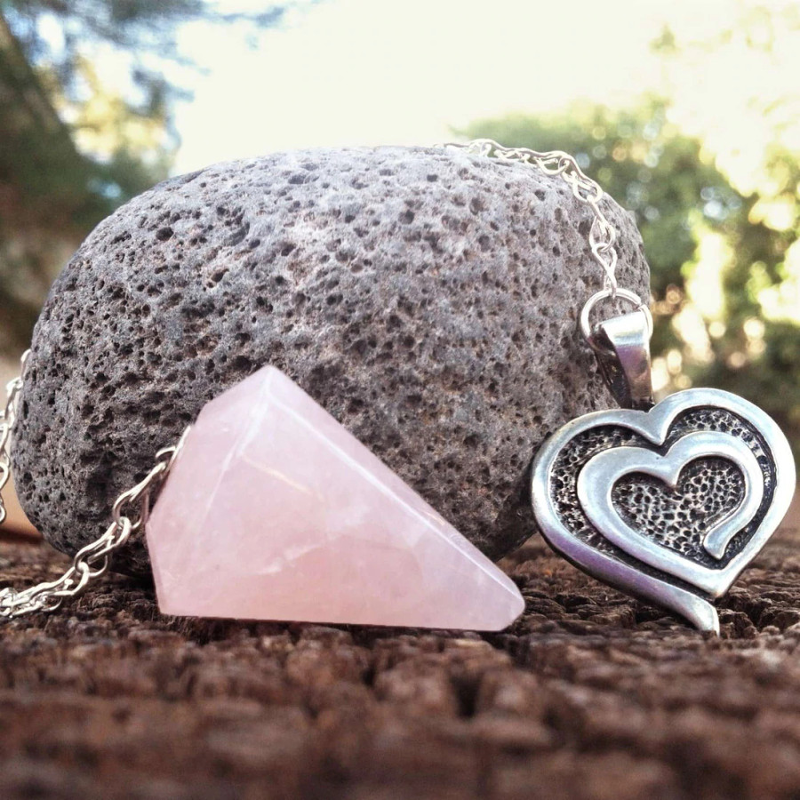 Celtic Heart w/Rose Quartz Pendulum