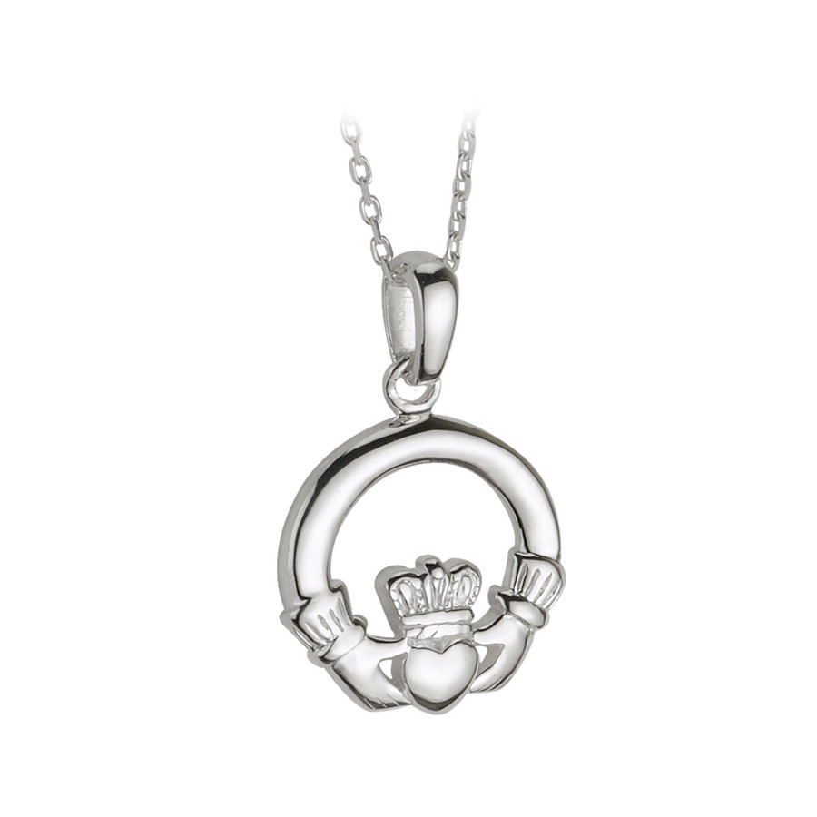 Sterling Silver Small Claddagh Necklace