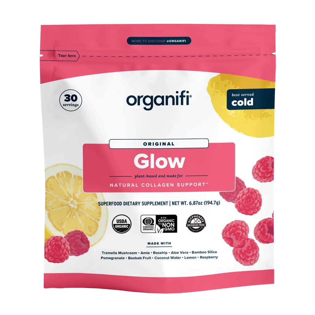 Organifi Glow - Vegan Collagen Powder Supplement 30 Servings Raspberry ...