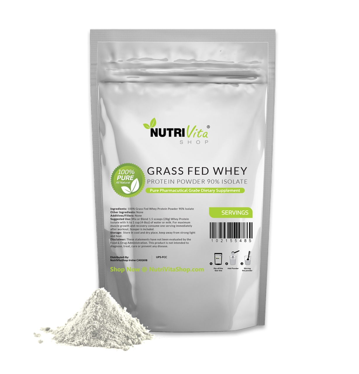 Grass Fed Whey Protein Powder Isolate - Unflavored - Low Carb Keto & Paleo  Diet Friendly - Pure Grass-Fed Protein for Shakes, Smoothies, Drinks 