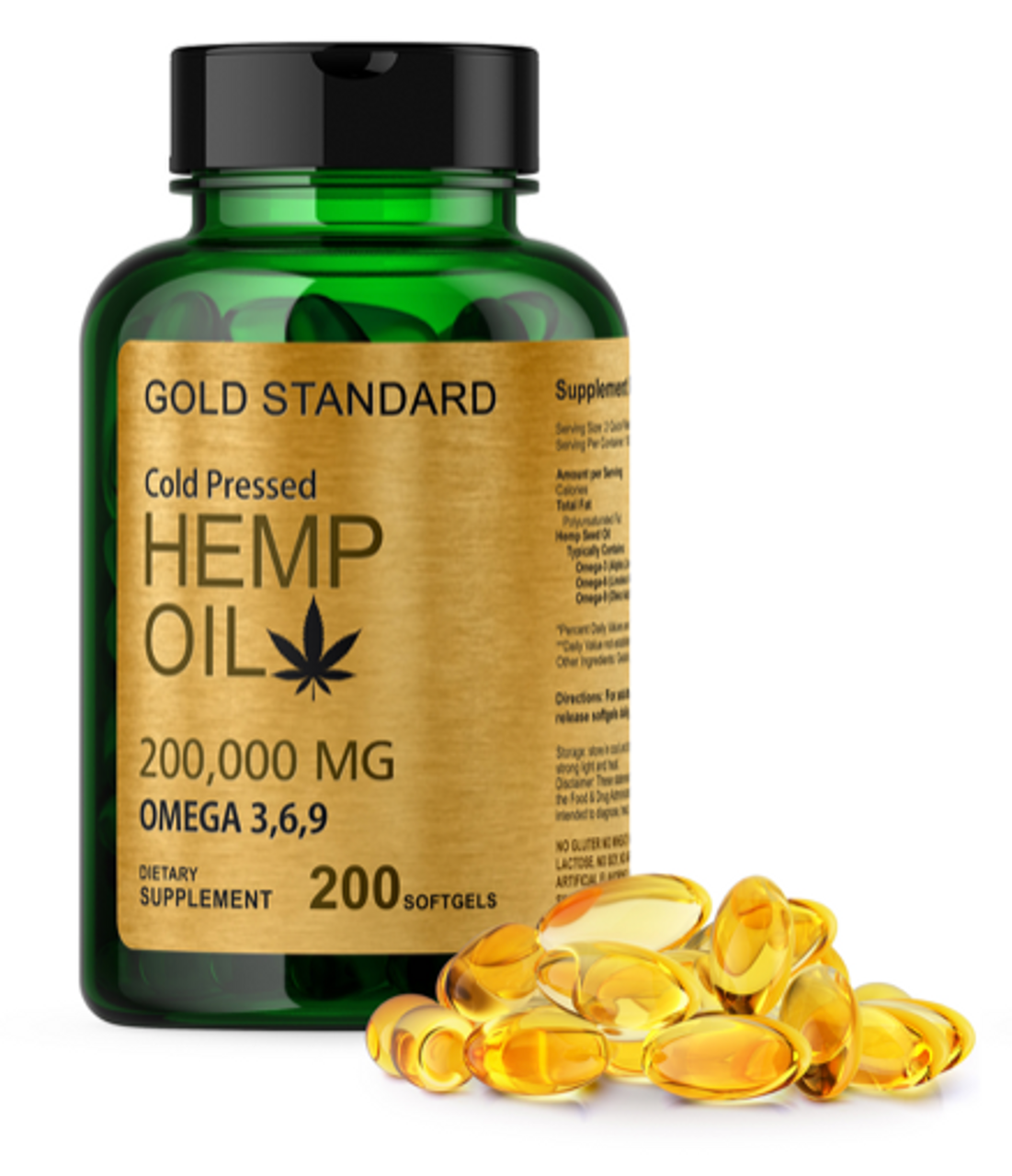HEMP SEED OIL COLD PRESSED CAPSULES 2000mg 200 Soft gel Omega 3 6 9 Fatty  Acids