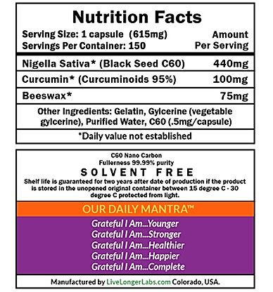 C60 Complete Black Seed Oil & Curcumin Antioxidant Protect yourself