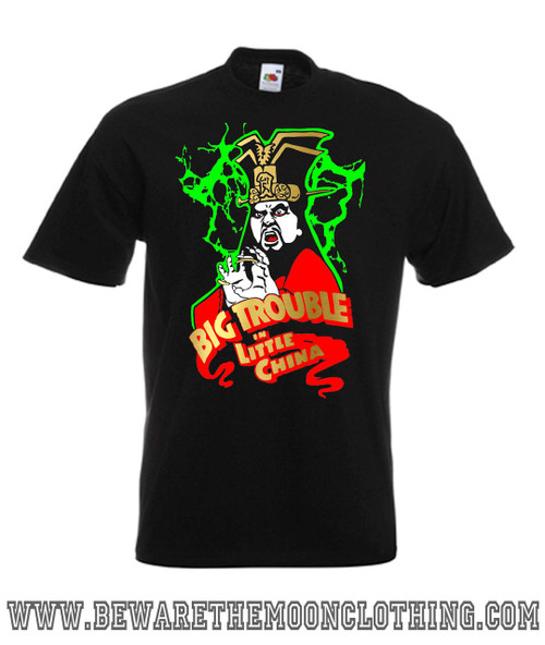 Mens black Lopan Big Trouble In Little China 80s Movie T Shirt