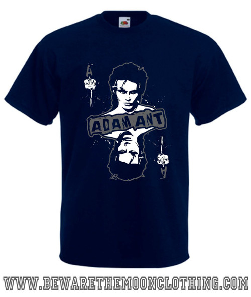 Adam Ant Retro 80s Music T Shirt mens navy