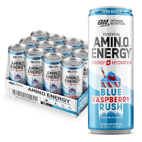 ON AMINO ENERGY 355 ML 12 PACK BLUE RASPBERRY RUSH ELECTROLITOS