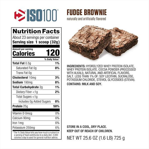 Dymatize Iso 100 1 4 Libras 20 Porciones Fudge Brownie
