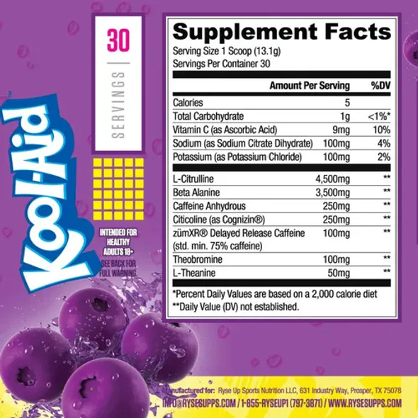 Ryse Loaded Pre - Entreno 30 Porciones Kool Aid Grape