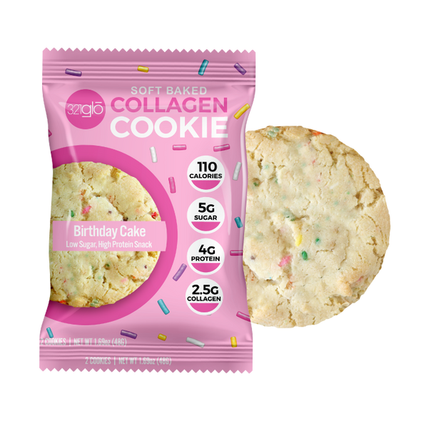 321Glo Collagen Cookie 12 Paquete Birthday Cake