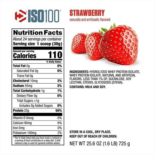 Dymatize Iso 100 1 3 Libras 20 Porciones Strawberry