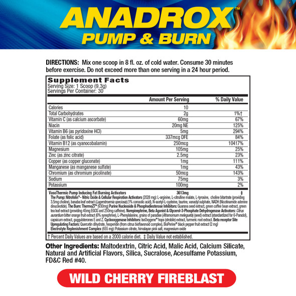 Mhp Anadrox 30 Porciones Wild Cherry Fireblast