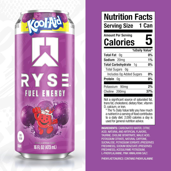 Ryse Fuel Drink 16 Onzas 12 Paquete Koolaid Grape