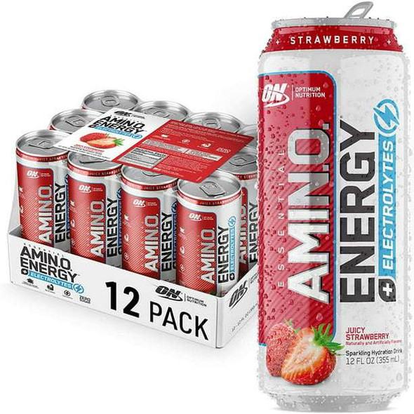 Optimum Nutrition Amino Energy 355 ml 12 Paquete Juicy Strawberry Electrolitos