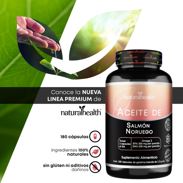 Natural Aceite de Salmon Noruego 180 Cápsulas