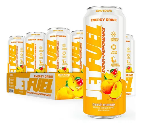 Gat Sport Jetfuel Energy Drink 12 Paquete 16 Onzas Peach Mango