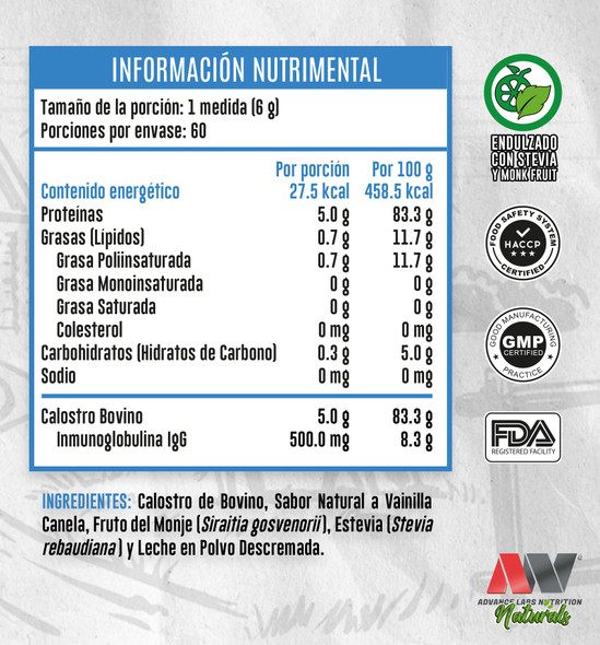 Advance Calostro Bovino Naturals Chocolate de Barra 360 Gr