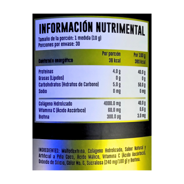 Advance Colageno Hidrolizado Vitamina C Biotina 300 Grs Piña Coco