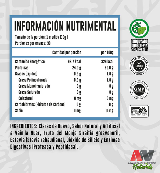 Advance Claras Naturals Vainilla Nuez 900 Grs