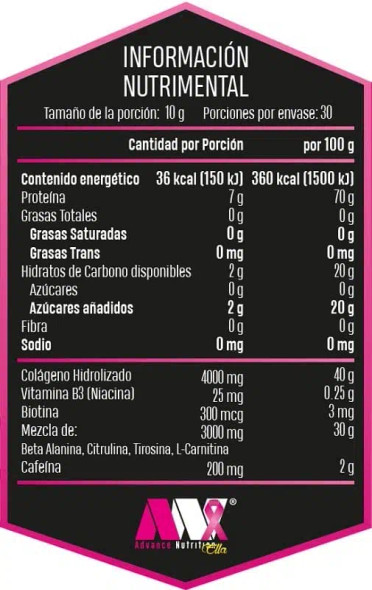 Advance Pre - Entreno y Colageno Ella Piña Coco 300Grs