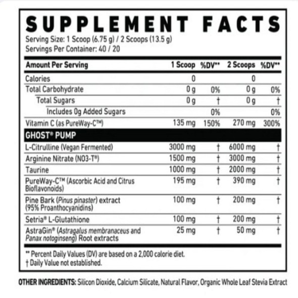 Ghost Pump Nitric Oxide 40 Porciones Pineapple