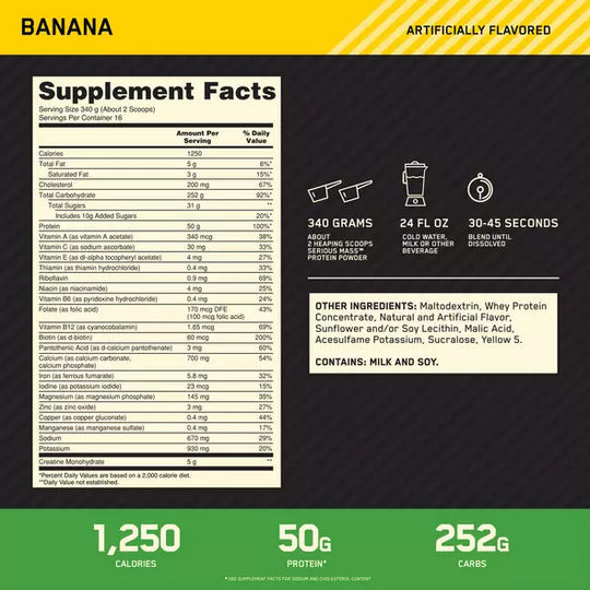 Optimum Nutrition Serious Mass 12 Libras Banana