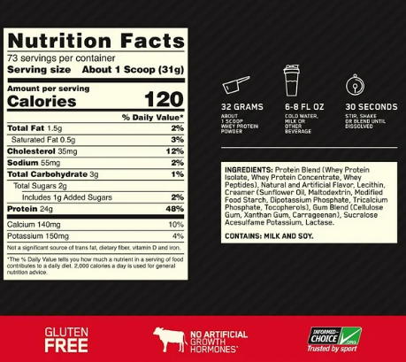 Optimum Nutrition 100 Whey Gold Std 5 Libras Chocolate Mint