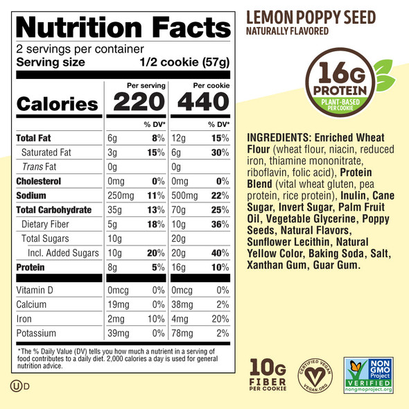 Lenny y Larry´S Complete Cookie 12 Cookies Lemon Poppyseed