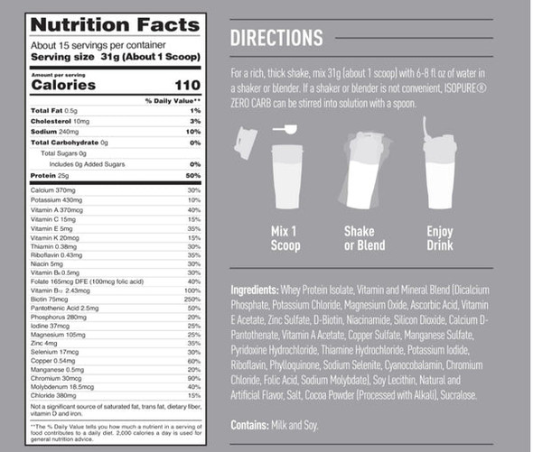 Nb Isopure Zero Carb 1 lb 454 Grs Banana Cream
